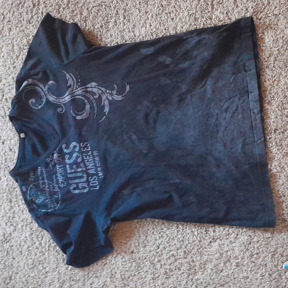M Guess Vintage Y2k Black T shirt w/Velvet lettering GUC! - Picture 4 of 4